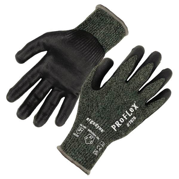 Proflex By Ergodyne ANSI A7 Nitrile Coated CR Gloves, Green, Size XL 7070